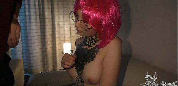  newly 19yo andy teen snow day suck and fuck wig nerd glasses
